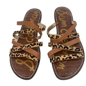 Sam Edelman Size 8.5 Strappy Giana Leopard Fur Slide Sandals